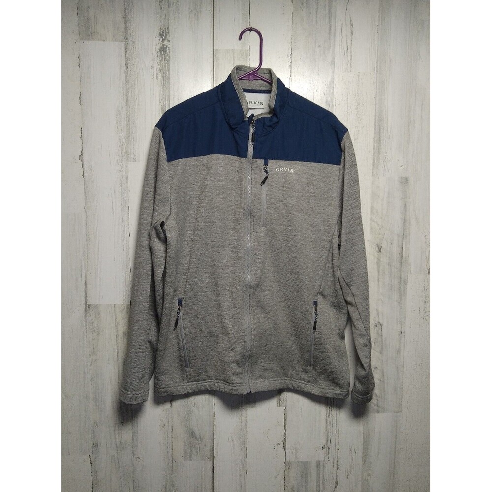 ORVIS Men’s Gray & Blue Bonded Mesh Full Zip Jacket, Size Large